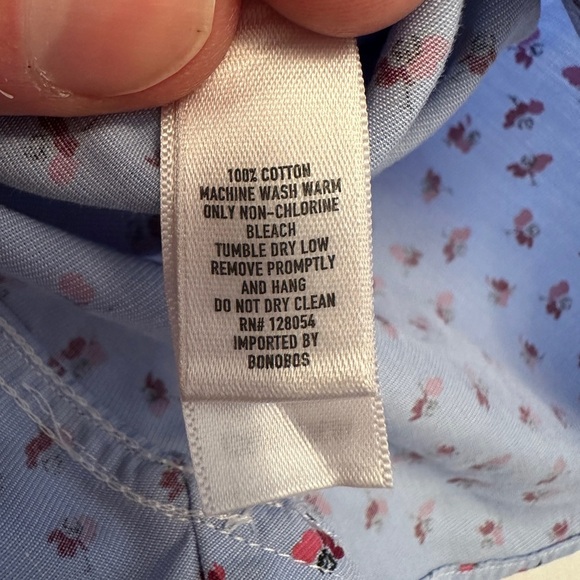 Bonobos Daily Grind Wrinkle Free Dress Shirt M 15.5 32 Sleeve Blue Flower Print - Picture 6 of 9